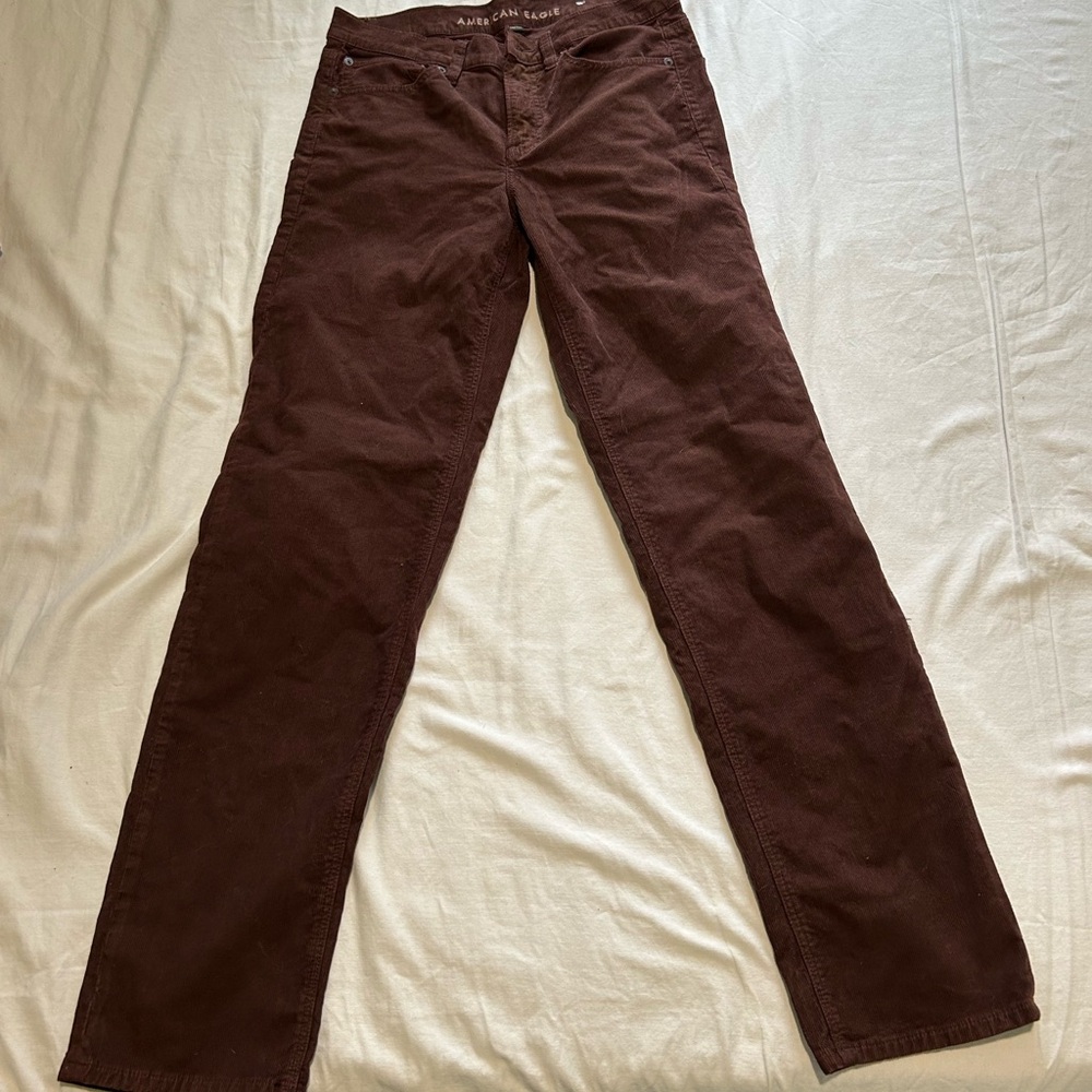 Burgundy Corduroy 90s Straight-Leg Pants